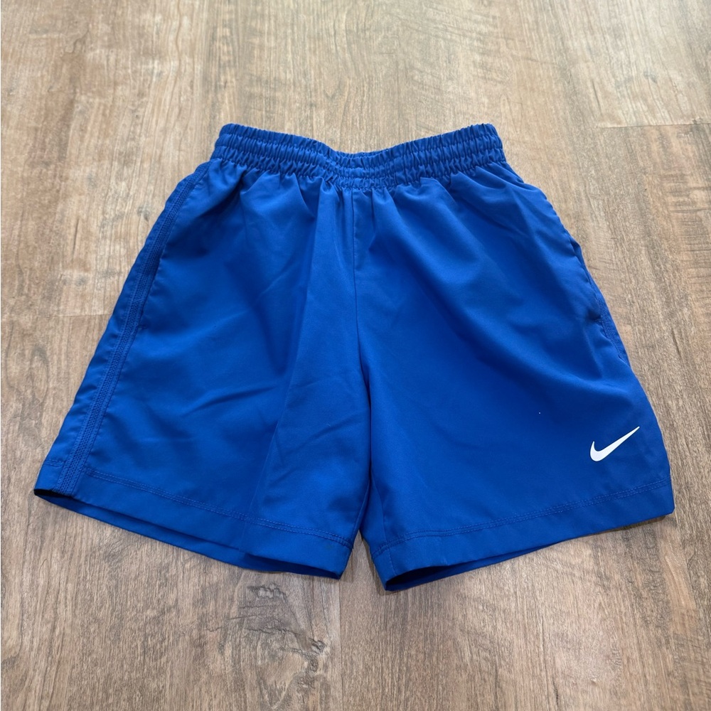 Nike Blue Performance Training Shorts with White Swoosh kids